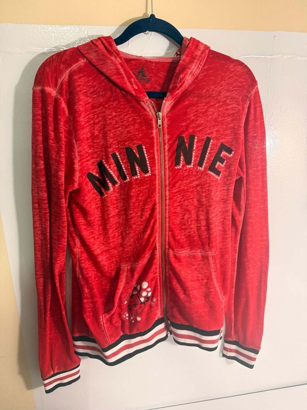 Disney Parks Minnie Mouse Zip Up Hoodie Size M Red